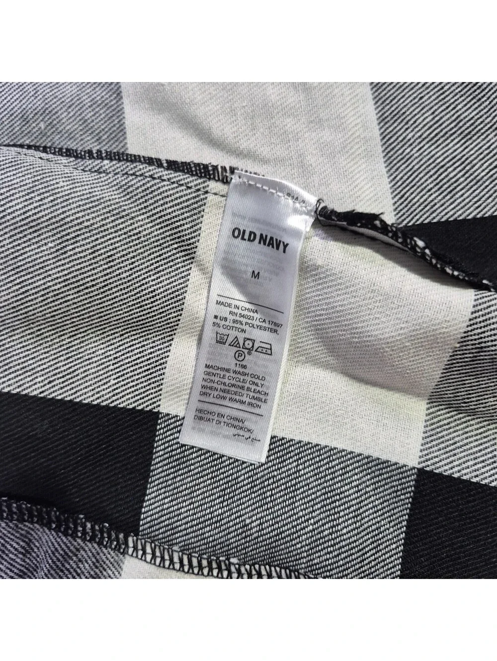 New Old Navy Pet Flannel Black & White Checked Christmas Sz Med Cute Puppy